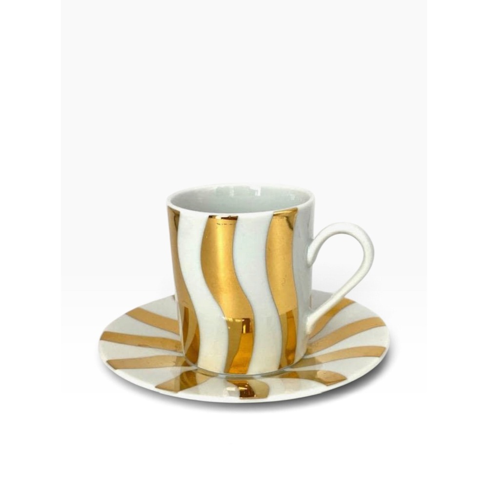 Wawel Demitasse Cup and Saucer Unisex OS White Gold Polish Porcelain c1990
